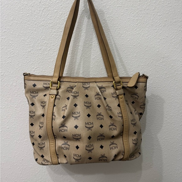 MCM Beige Monogram Tote - Picture 2 of 9